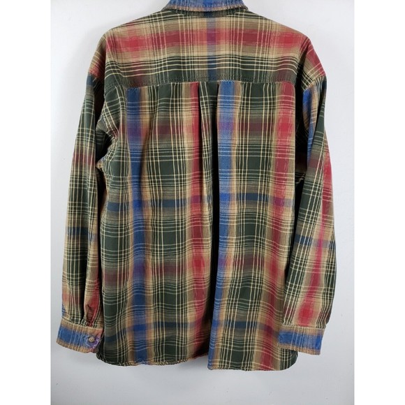 417 by Van Heusen Men's Indigo multicolored Plaid  Shirt Size L cotton VTG - Picture 11 of 12